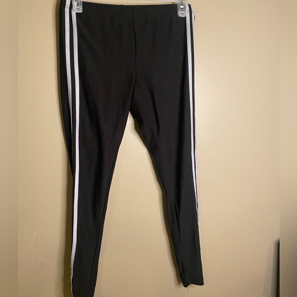 black with white striped leggings